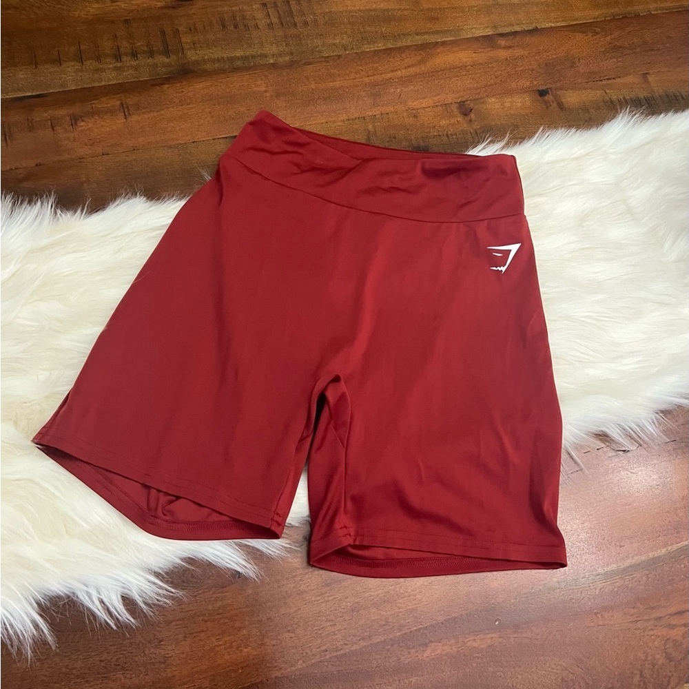 Gymshark Red Scrunch Butt Biker Shorts Size L High Rise Gym Workout Shorts